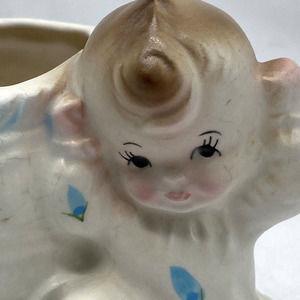 Vtg Rubens Japan BABY BOY BOOTIE Nursery PLANTER Signed Numbered Ceramic Gift